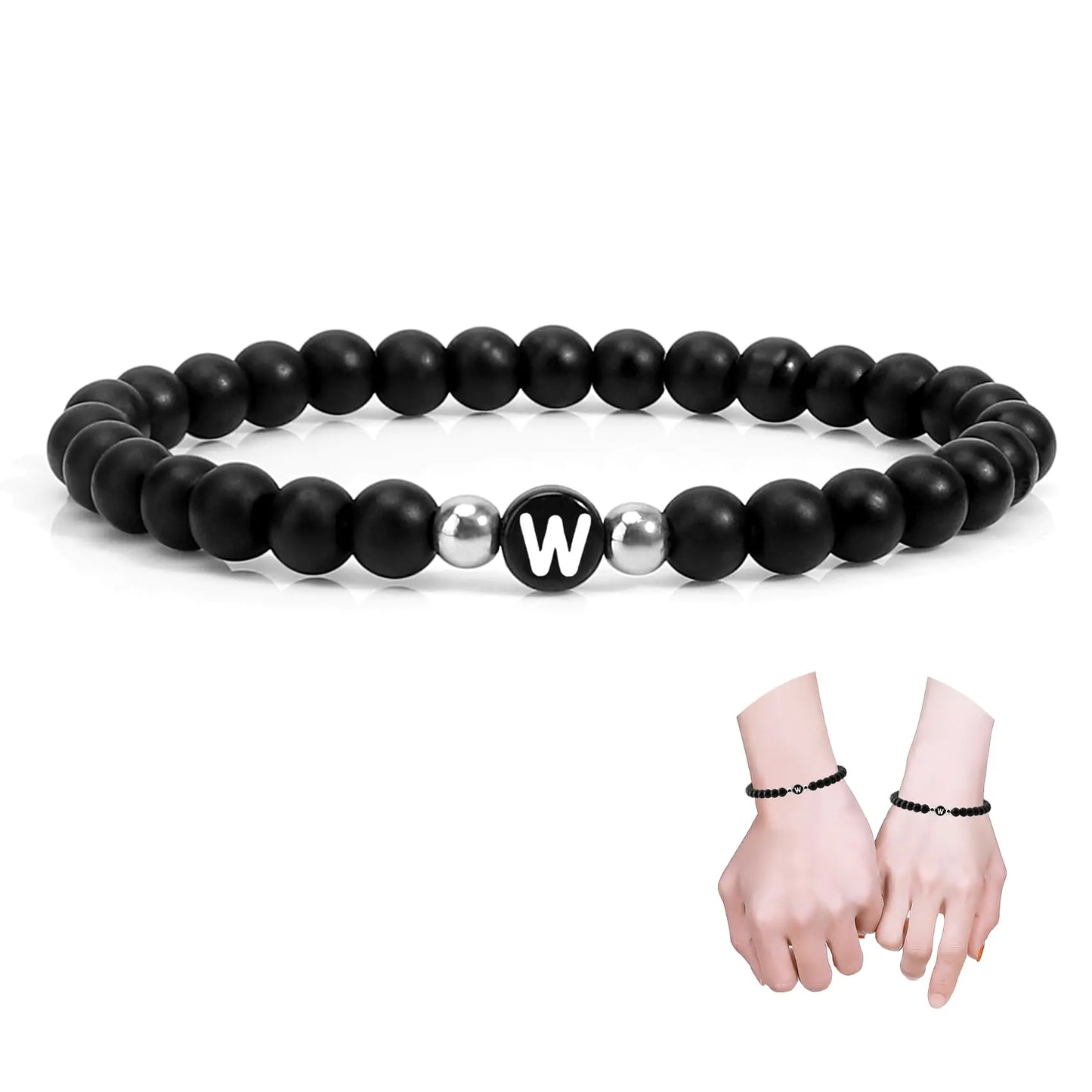 GuardiaTech Couples Initial Bracelets Initial Bracelets for Couple Letters for Bracelets W Bracelet with Initials Couple Matching Bracelet Initial Bracelet Gifts